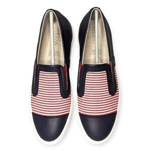 GEOX Sneakers Canvas Respira Giyo Slip On Shoes Red Blue Women's Size 6 NIB NEW